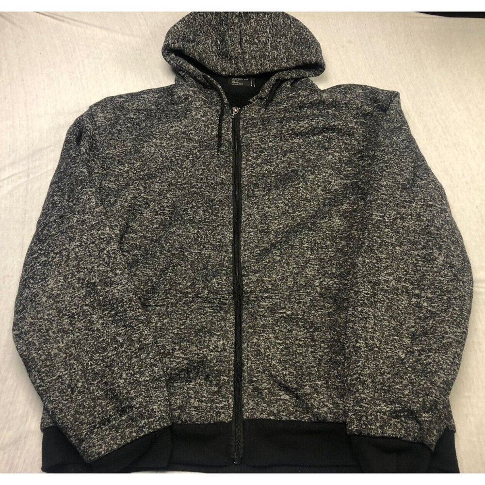 Old School Sweater Hoodie Mens Gray Size X-LARGE Pockets Full Zipper Adjustable